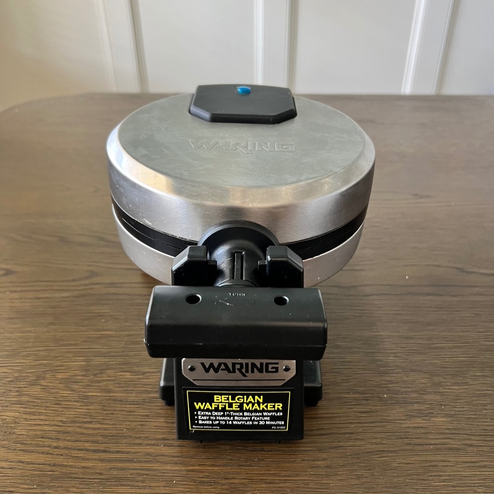 Waring Professional Belgian Waffle Maker WMK200 Silver Rotary‎ 1000W Nonstick